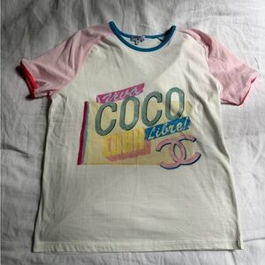 CHANEL Viva Coco Libre Tee with Pink Sleeves